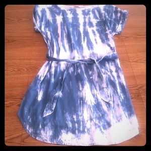 Loft blue and white tie dye dress
